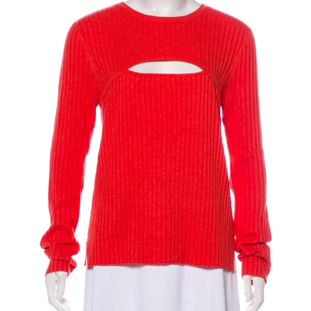 Frame Denim Tomato Red Ribbed Sweater - Picture 2 of 6